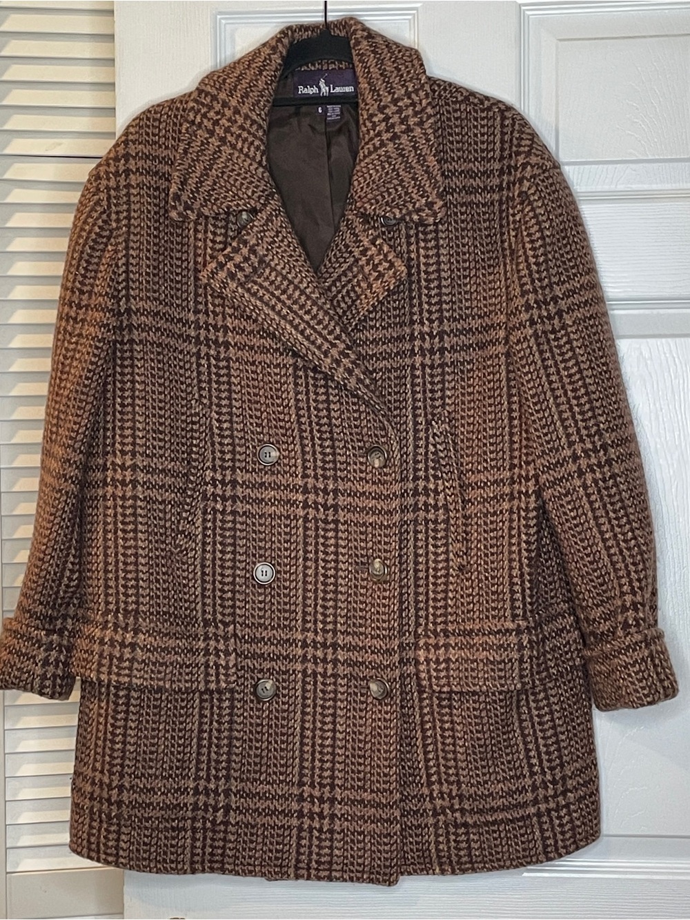 Vintage Ralph Lauren Purple Label Wool Glen Plaid Jacket Size 6 - Picture 3 of 13